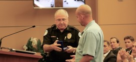 SIBPD Officer Mulvey receives life saving medal for rescue while off-duty.