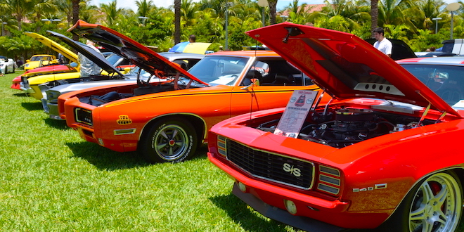 Photo of the cars at the SIB Farmers Market and Car Show from June 2015.