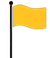 Graphic of a yellow beach flag which means medium rip tide hazard.