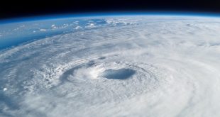 Satellite view of a hurricane on Earth.