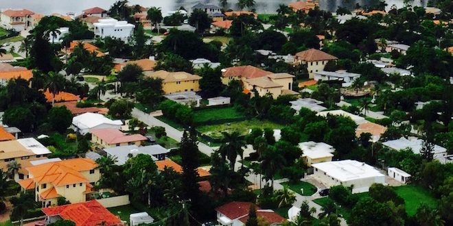 Aerial photo of a Sunny Isles Beach residential area.