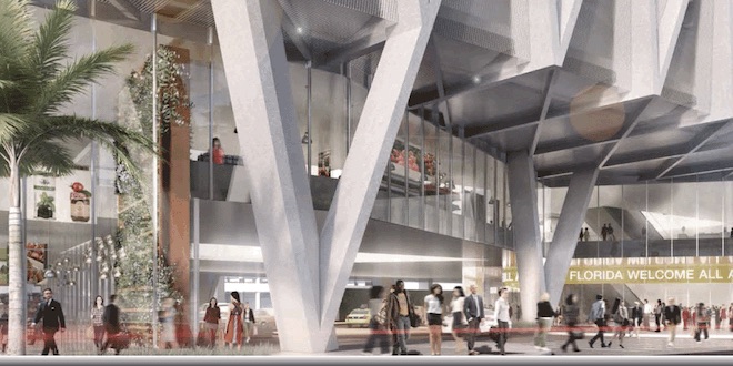 Rendering of a downtown Miami Brightline Station