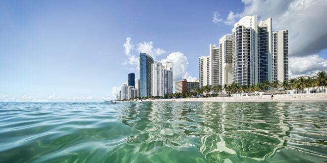 View of Sunny Isles Beach from the water