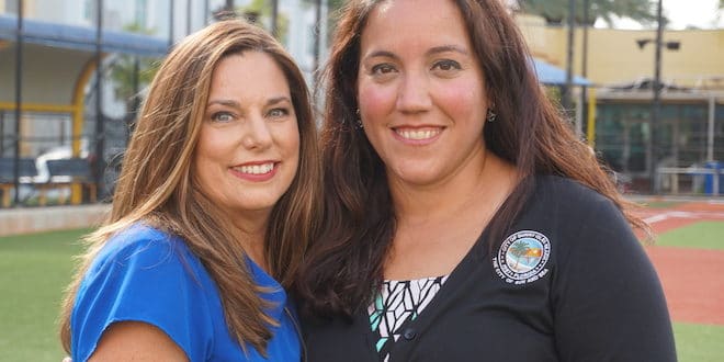 Assistant City Manager, Susan Simpson, and Cultural and Community Services Director, Sylvia Flores, at Pelican Community Park.
