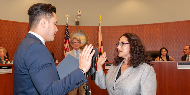 Commissioner Jeniffer Viscarra is sworn in at November Commission Meeting