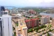 Aerial view of coastline and city of Sunny Isles Beach