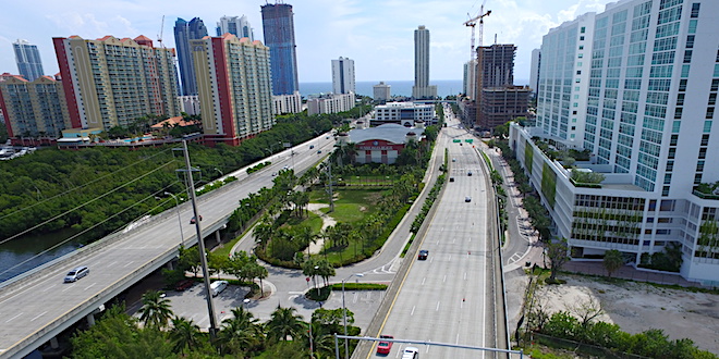 Aerial view of Sunny Isles Blvd.