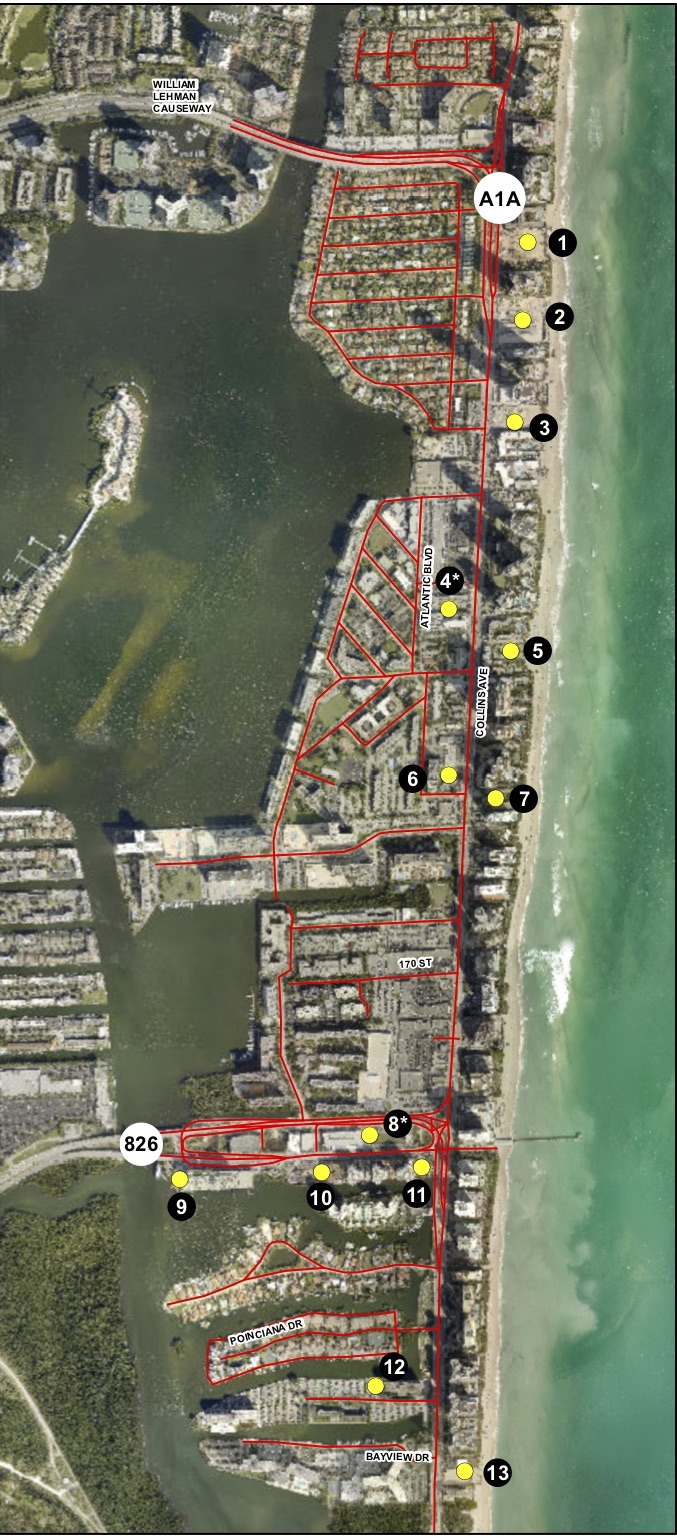 Approved and current development locations in Sunny Isles Beach