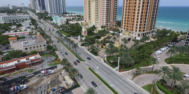 Aerial view of Collins Avenue