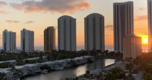 View of Sunny Isles Beach skyline and intracoastal waterway