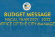 Budget Message Fiscal Year 2021-2022 Office of the City Manager