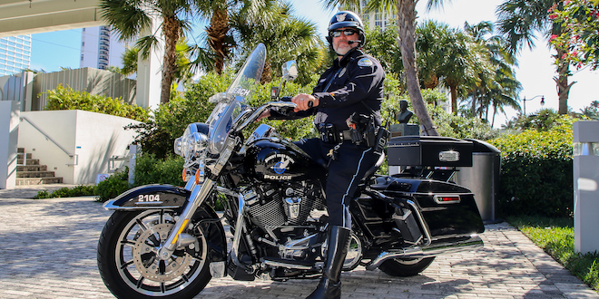 Officer Hamedl on motorcycle