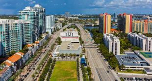 Aerial view of Gateway Park and Sunny Isles Boulevard.